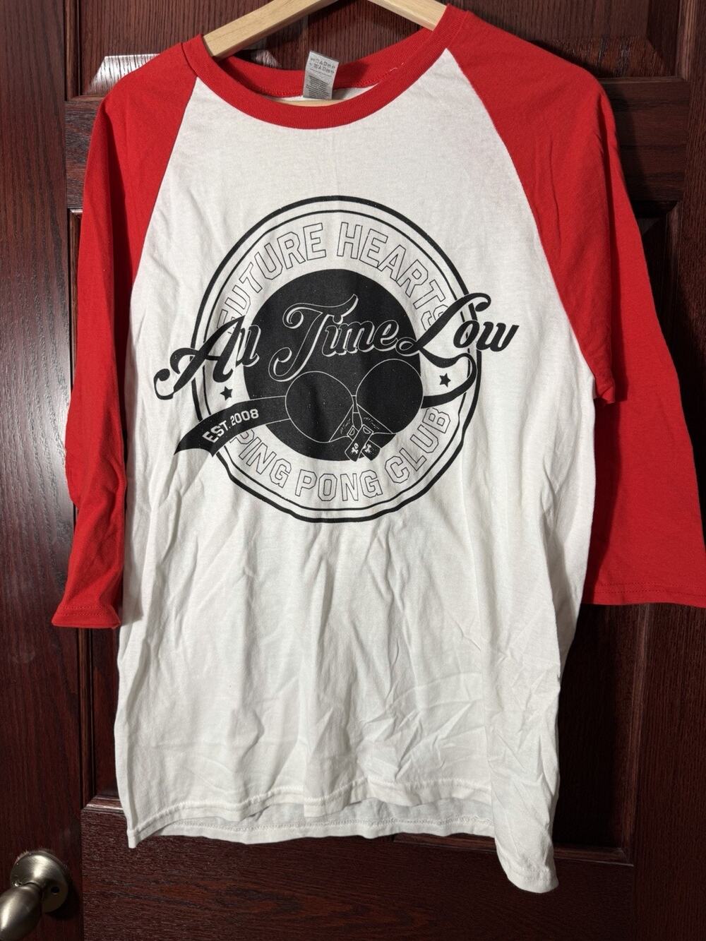 All Time Low Shirt Mens M Raglan Band Tee Future Hearts Ping Pong Club